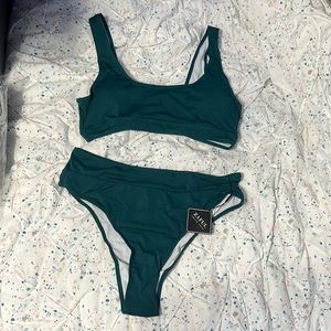 Zaful Green Ribbed Bikini 4X